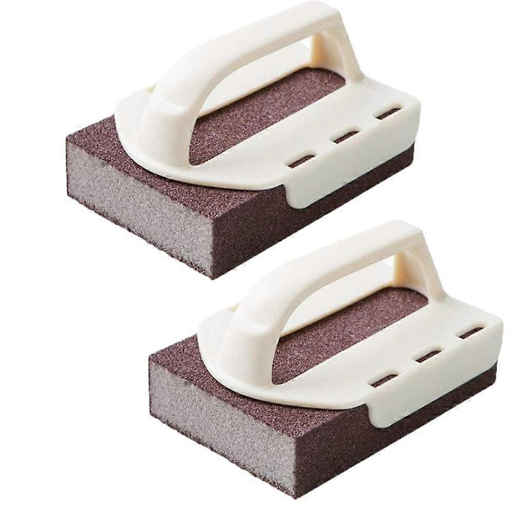 2Piece Nano Emery Sponge With Handle For Rust Removal On Dishes And Pans Sponge Block Kitchen Cleaning