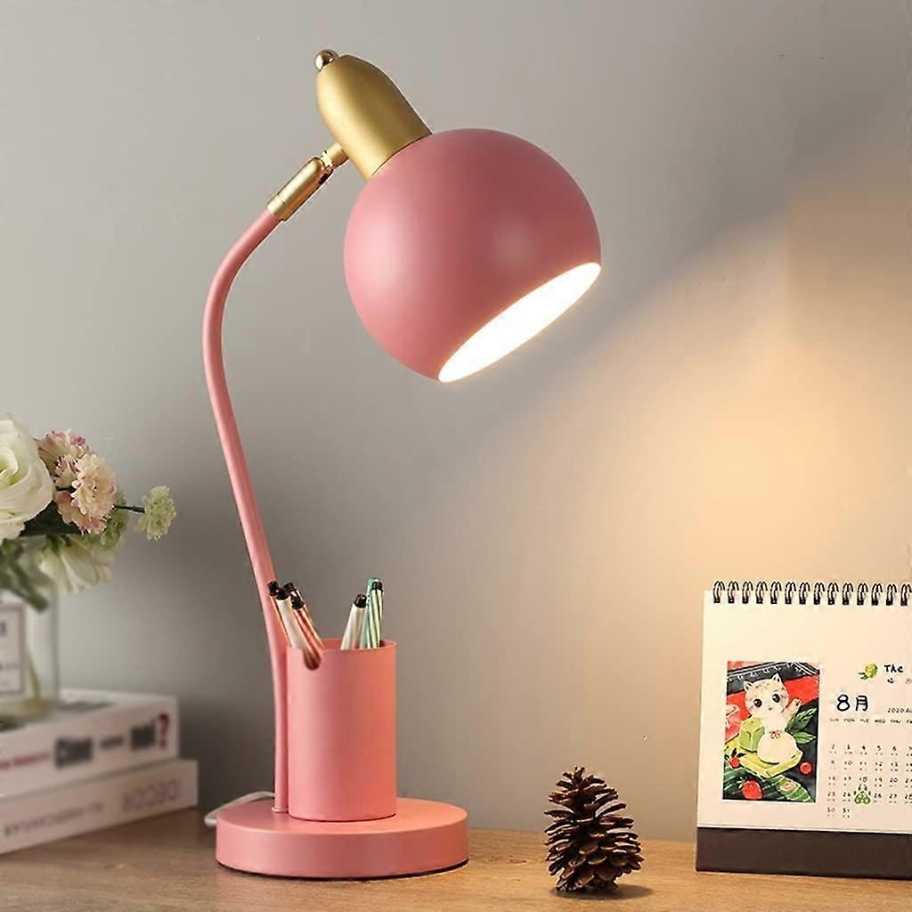 LED Desk Lamp Pink A  EyeProtection Desk Lamp with Pen Holder, Student Reading Lamp, Bedside Table Lamp