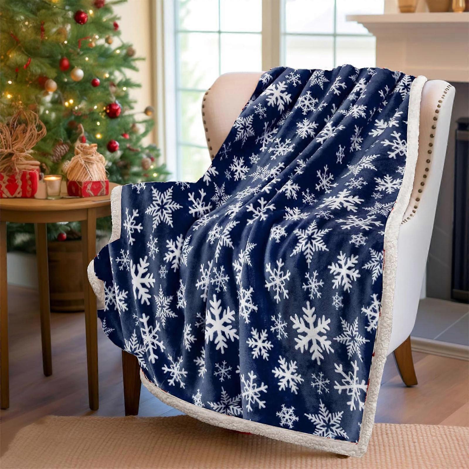 Chmadoxn Christmas Throw Blanket - Snowflake Design, Soft Plush Fleece, 28×39 Inch, Compatible with Cabin & Home Decor