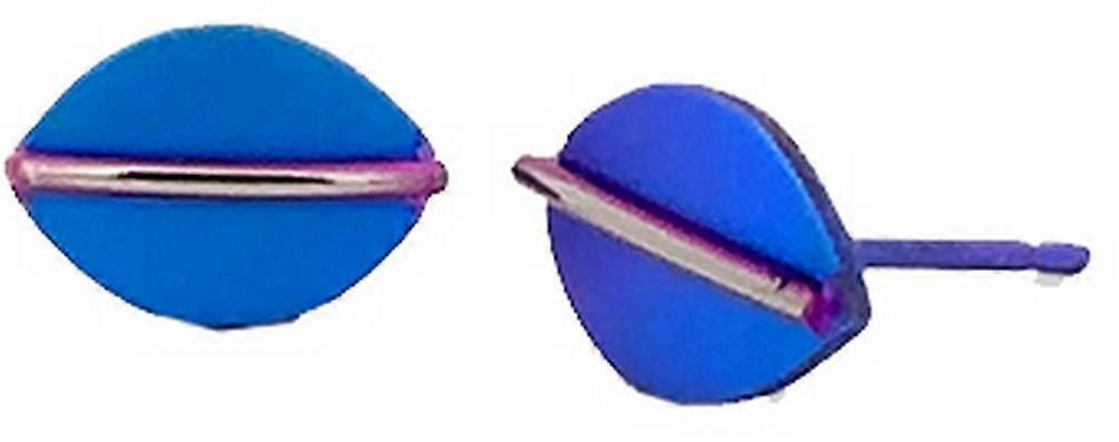 Ti2 Titanium Jungle Shield Stud Earrings - Purple