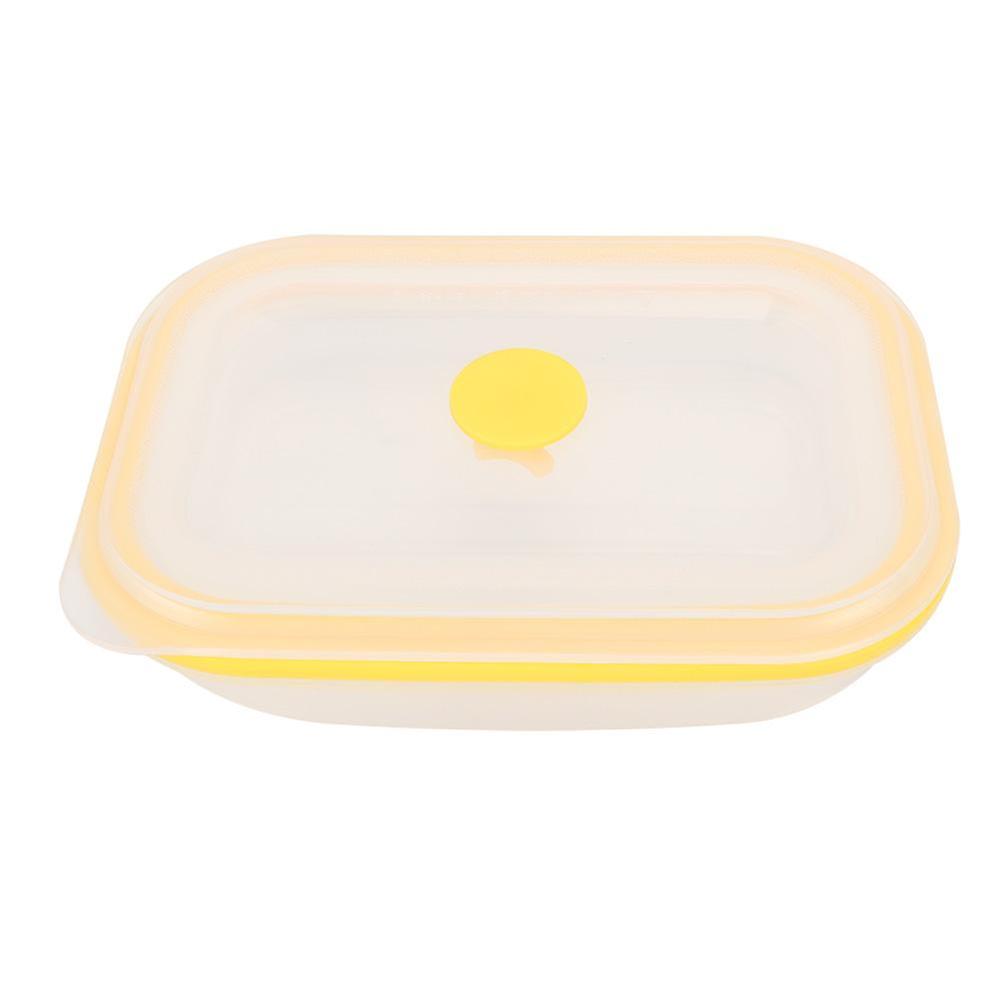600ml Rectangular Portable Food Grade Silicone Folding Lunch Box Food Container (Yellow)