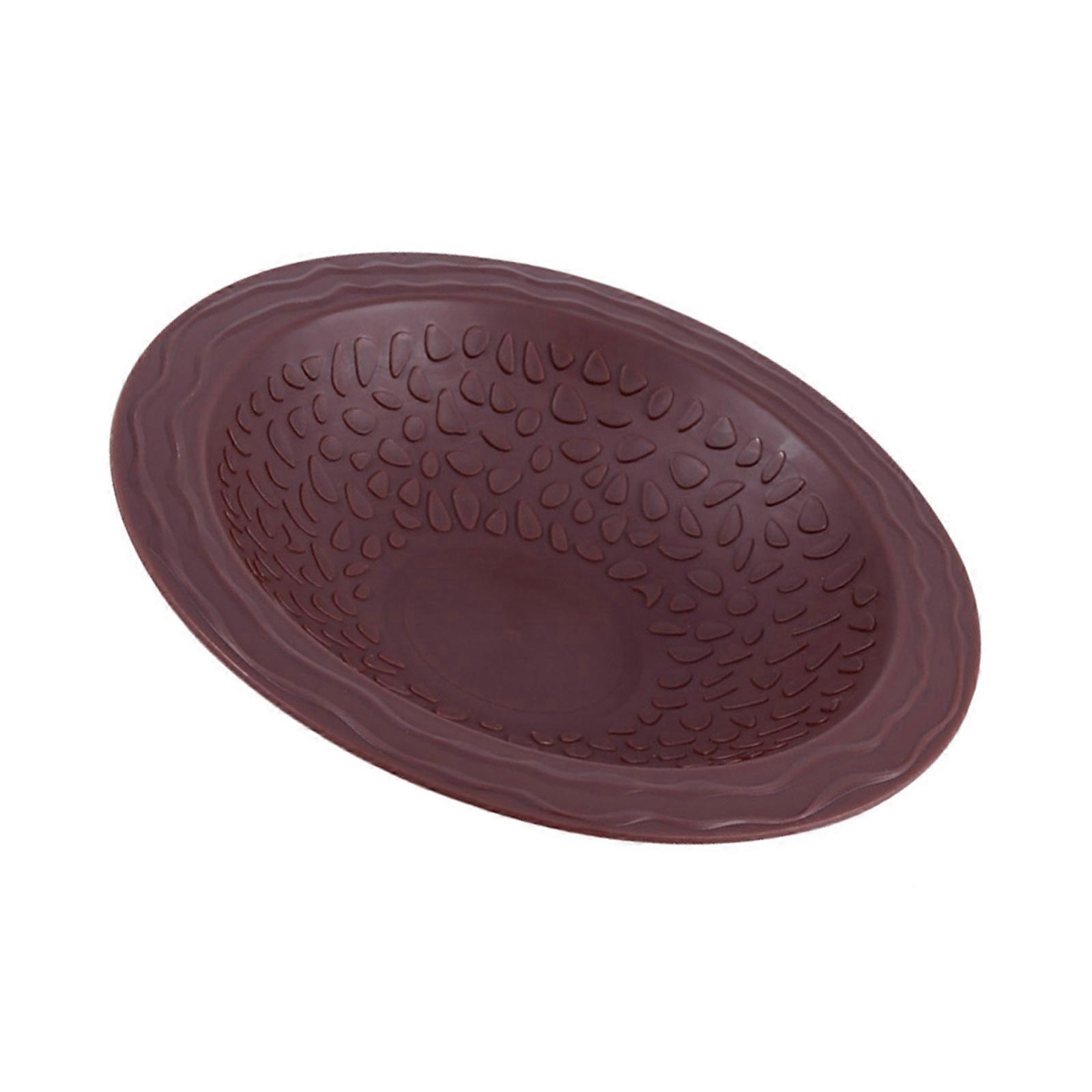 Easy Use Plastic Amphibians Bathing Bowl Safe Drinking Feeding Container Soaking Pool for Reptiles Terrariums Decors  Reddish Brown