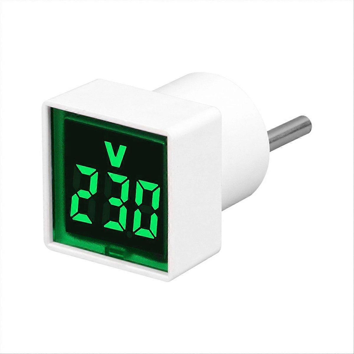 Digital Voltmeter Square AC220V Voltage Tester with LED Display and Indicator Light EU Plug Green