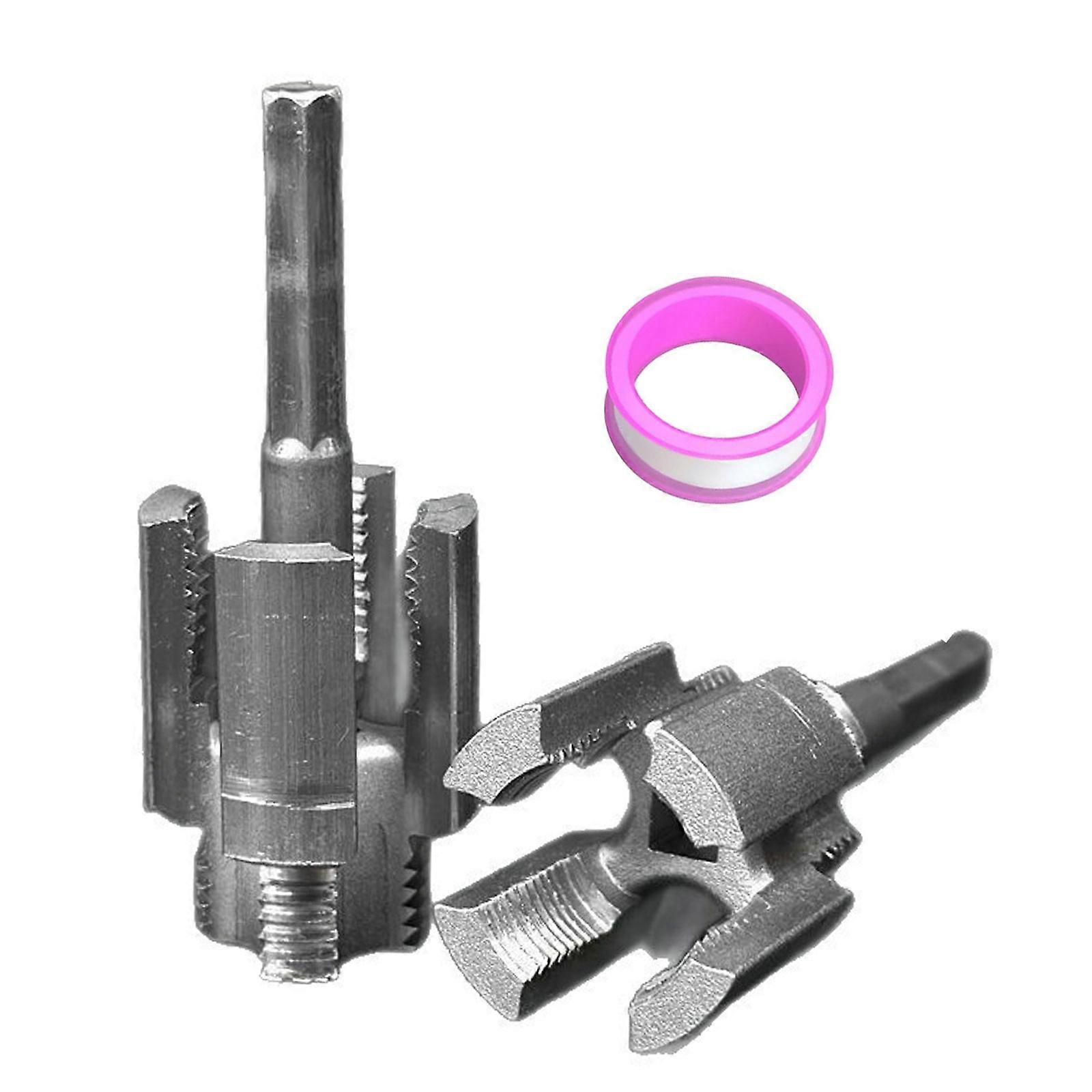 Internal & External Pipe Threading Tool,Pipe Thread Cutting Tool, 1/2'' 3/4'', Electric Drill Compatible Pipe Threader Multicolor