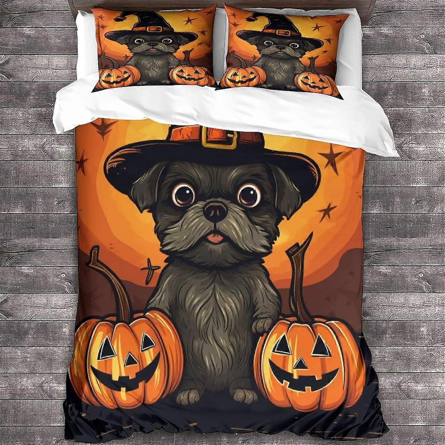 LikeEj Hund Sängkläder Set Påslakan 3D Djurmönster Täcke Täcke Ultra Mjuk Halloween Tema Täcke Täcke För Tonåringar Kung