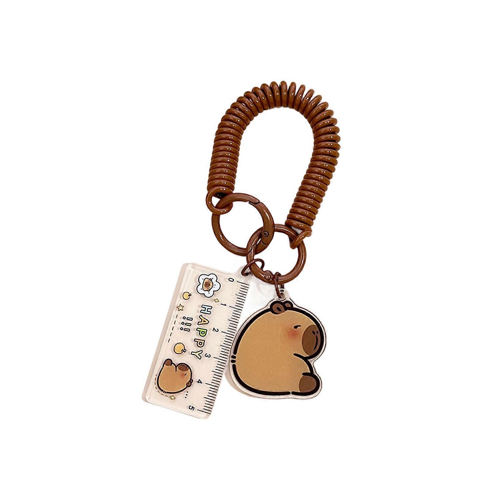 Car Keychain Small Ruler Keychain Cartoon Capybara Keyring Bag Charm Handbag Charm Lovely Keyholders Multicolor
