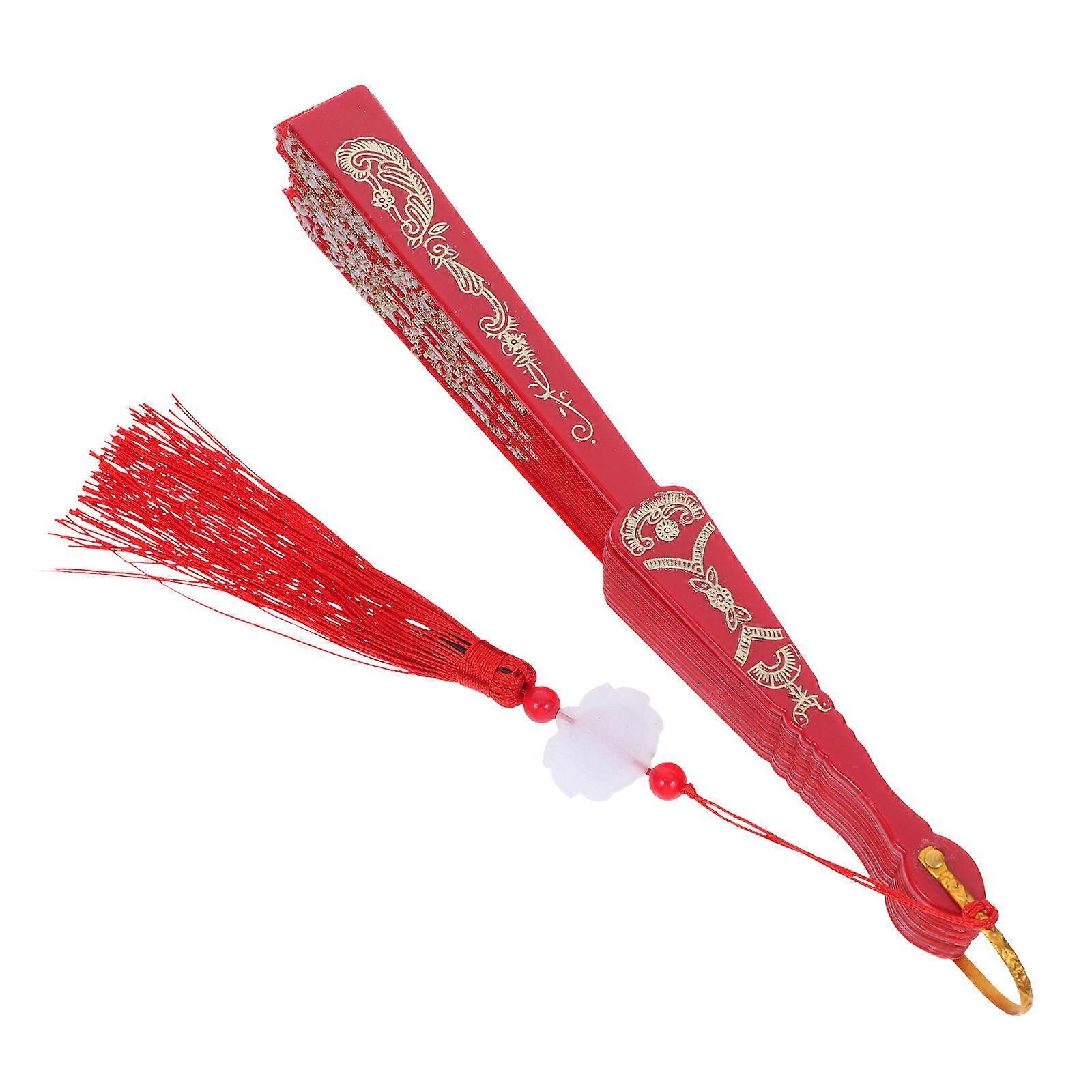 Chinese Style Hand Fan Folding Fan for Summer Cooling with Tassel Design