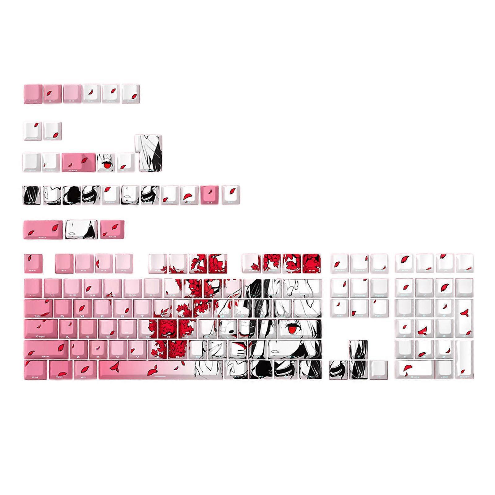 Precise 136PCS Keycaps with Anime Girl Theme Side Engraving Backlits Keycap Set for Mechanical Keyboard Ergonomic Typing Multicolor