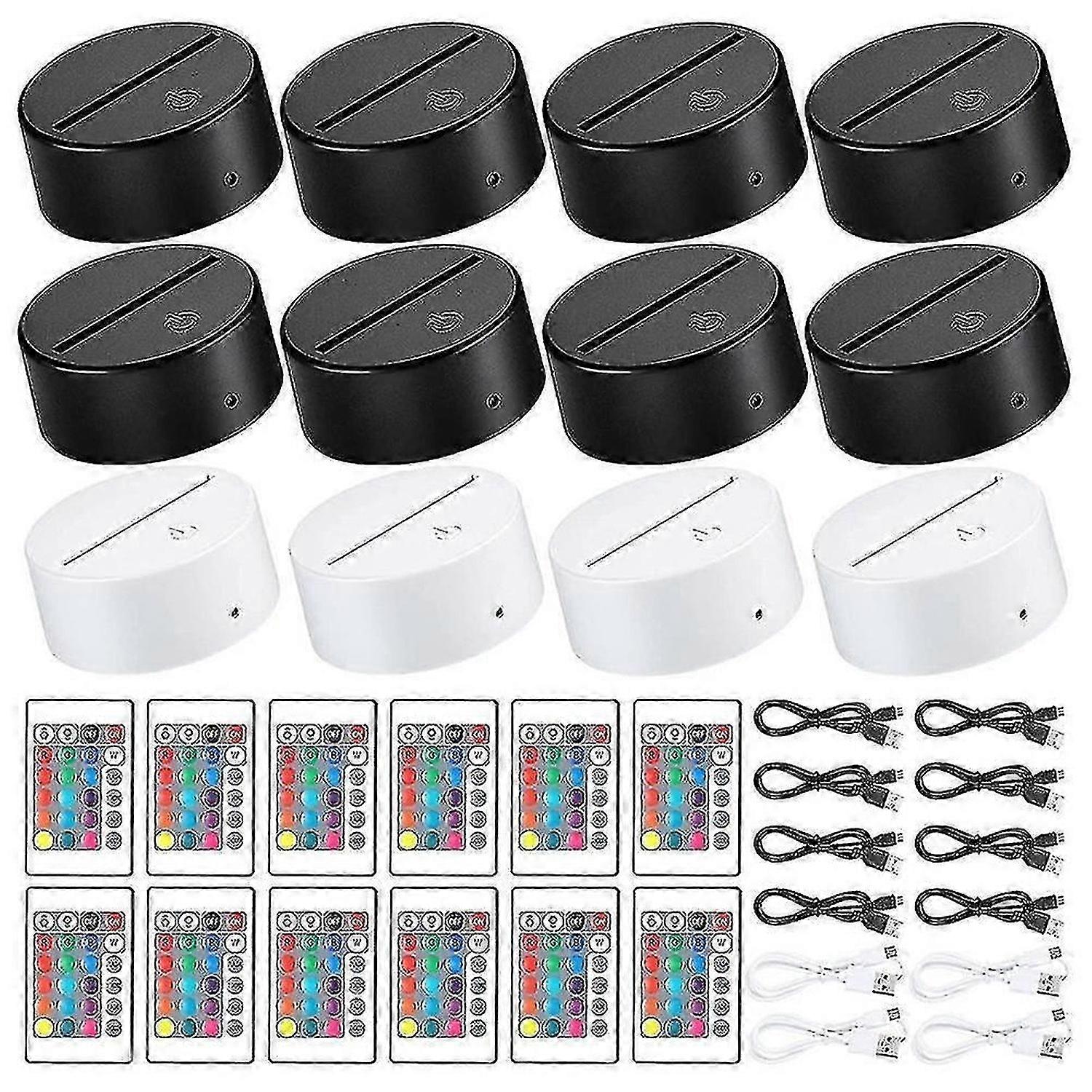 12 Pack 3d Night Led Light Lamp Base 16 Colors Led Light Display Base With Remote Control For Acryl