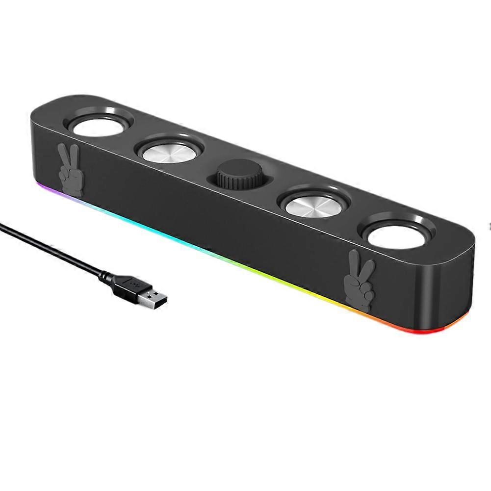 USB Computer Speaker,Wired USB Bluetooth Computer Sound Bar with RGB Light for PC Laptop Computer Gaming