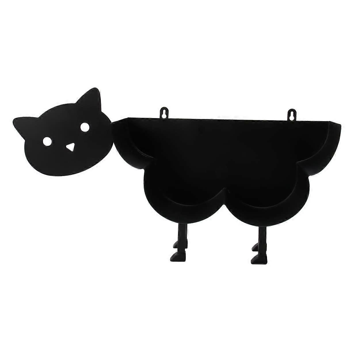 Bathroom Toilet Paper Holder with Cat Design Rack, Wall Mounted Tissue Stand Storage Shelf