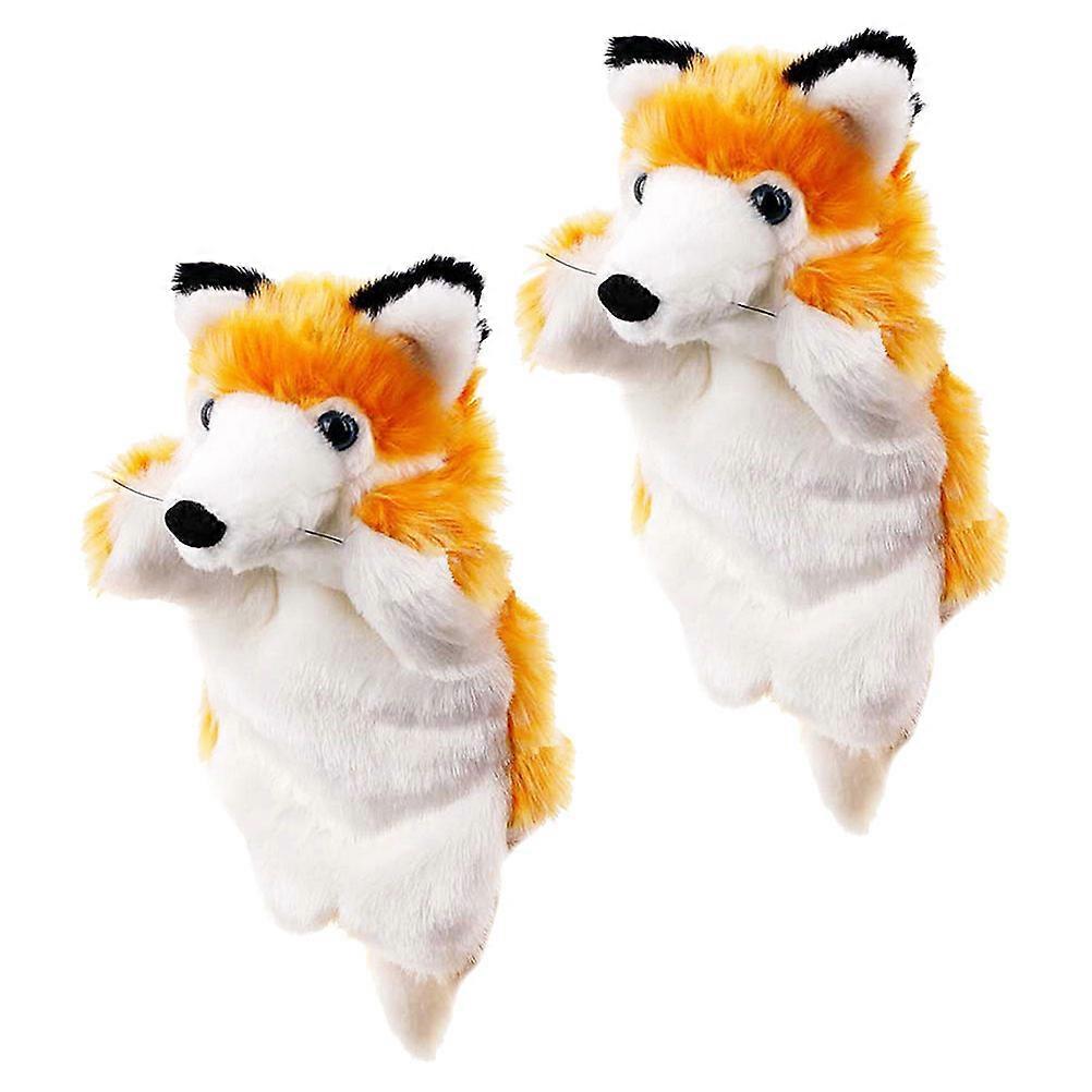Fox Hand Puppet Plush Toy for Pretend Play 2Pcs Soft Animal Puppets