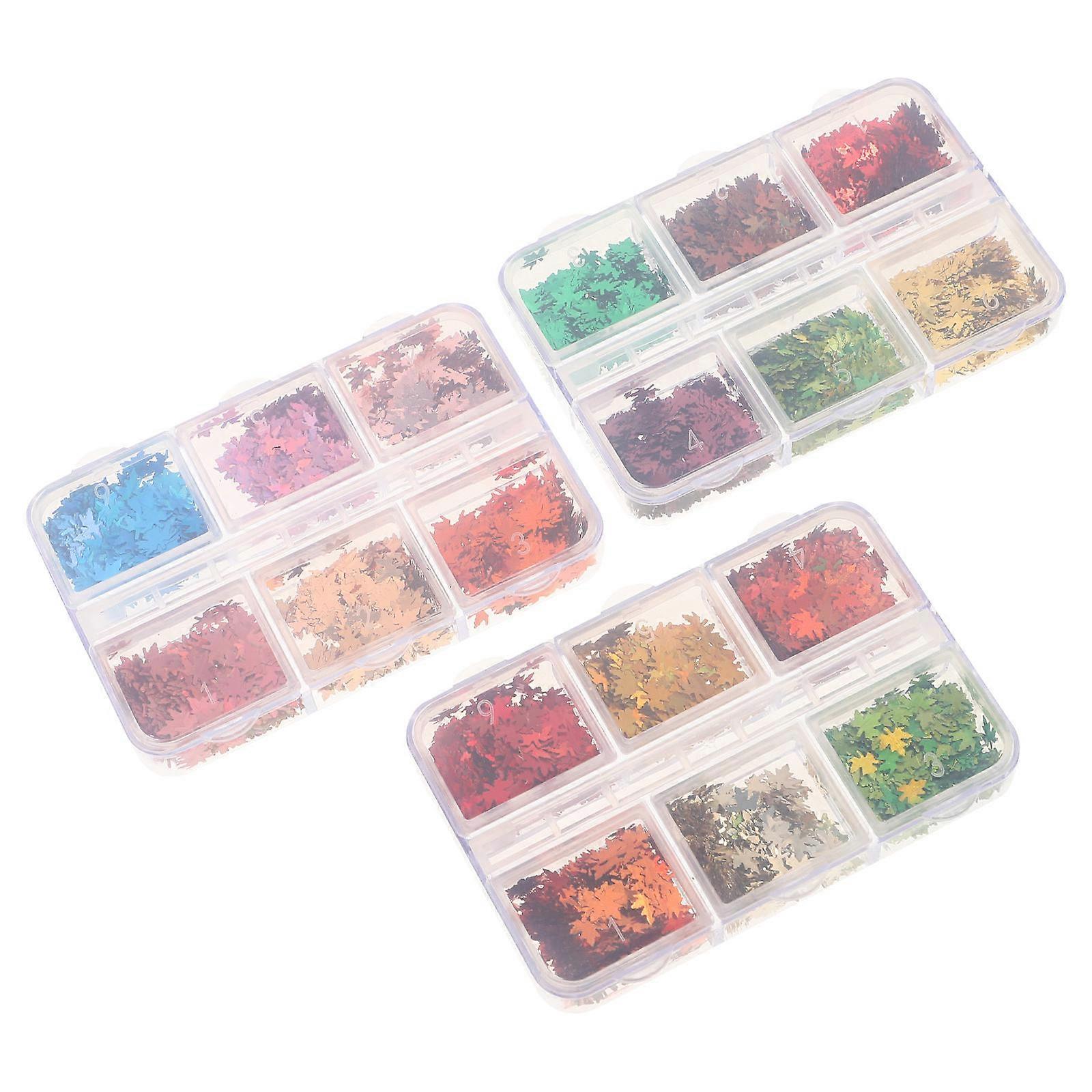 Thanksgiving Charm for Nails Decoration Maple Leaf Nail Sequins 3 Boxes