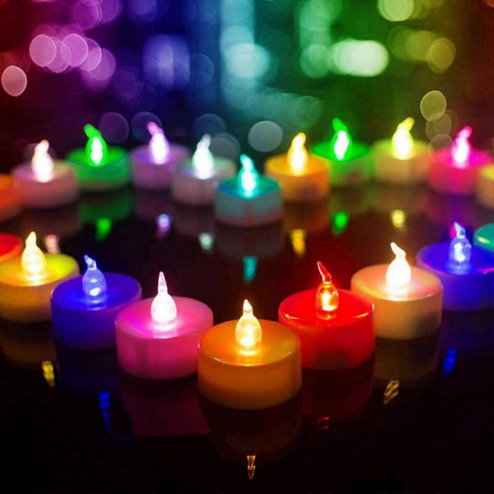 24 Pcs Color Changing LED Tea Lights, Flameless Battery Operated Colored Candles, No Flickering, Bulk