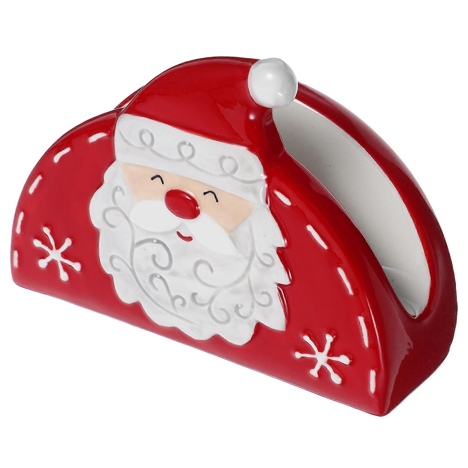 Ceramic Napkin Holder Stand with Santa Claus for Storage Use