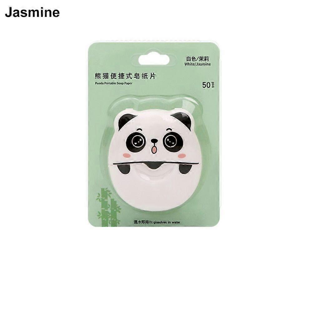 50Pcs/Box Fragrant Panda Soap Flakes Portable Disposable Soap Sheets Box-packed Mini Soap Tablet for Traveling Camping Hiking