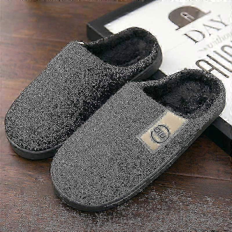 Herre vintervarme plysjbomullstøfler pels