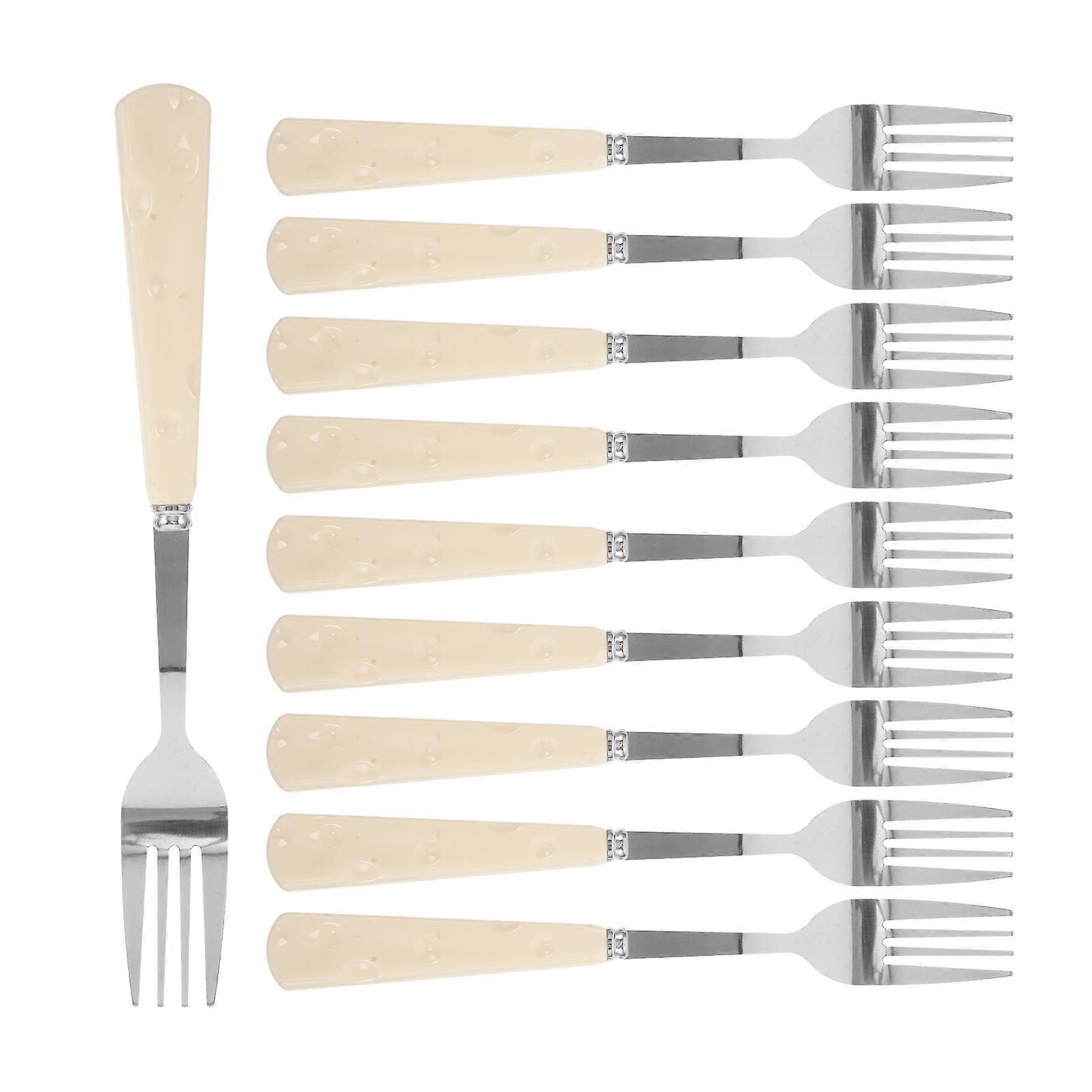 Durable Stainless Steel Fork Cheese Fork for Kitchen Use 10Pcs Dinnerware