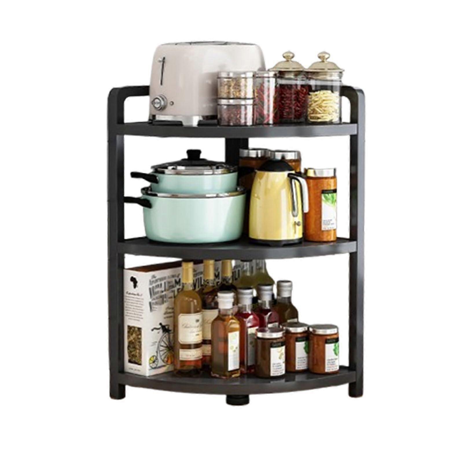 Kitchen Corner Shelf Organizer with MultiLayer Storage Freestanding Pot Rack for Kitchen 30x30x69cm