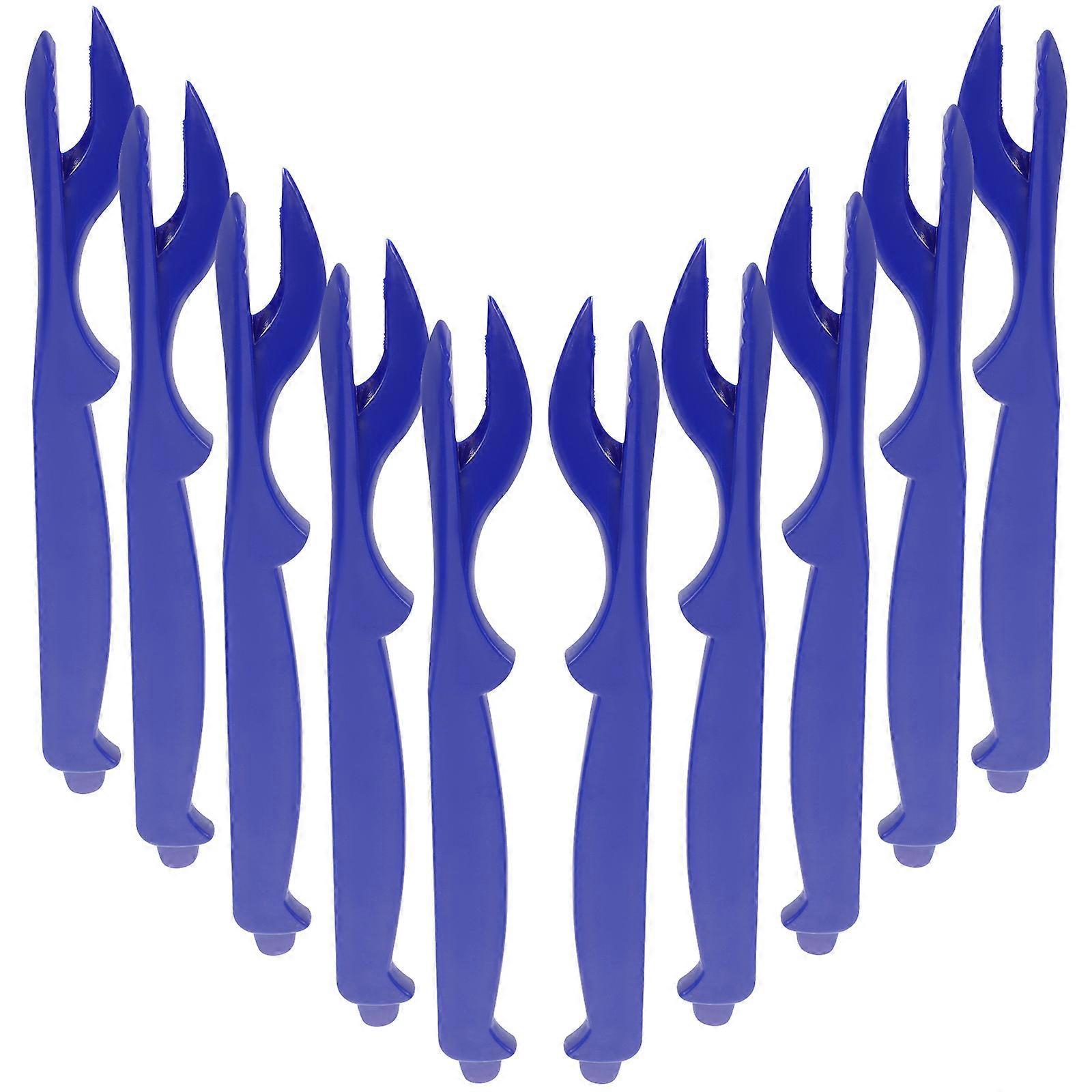 Blue Plastic Seafood Fork for Home Use Sturdy and Crab Shell Peeling Tool 10pcs