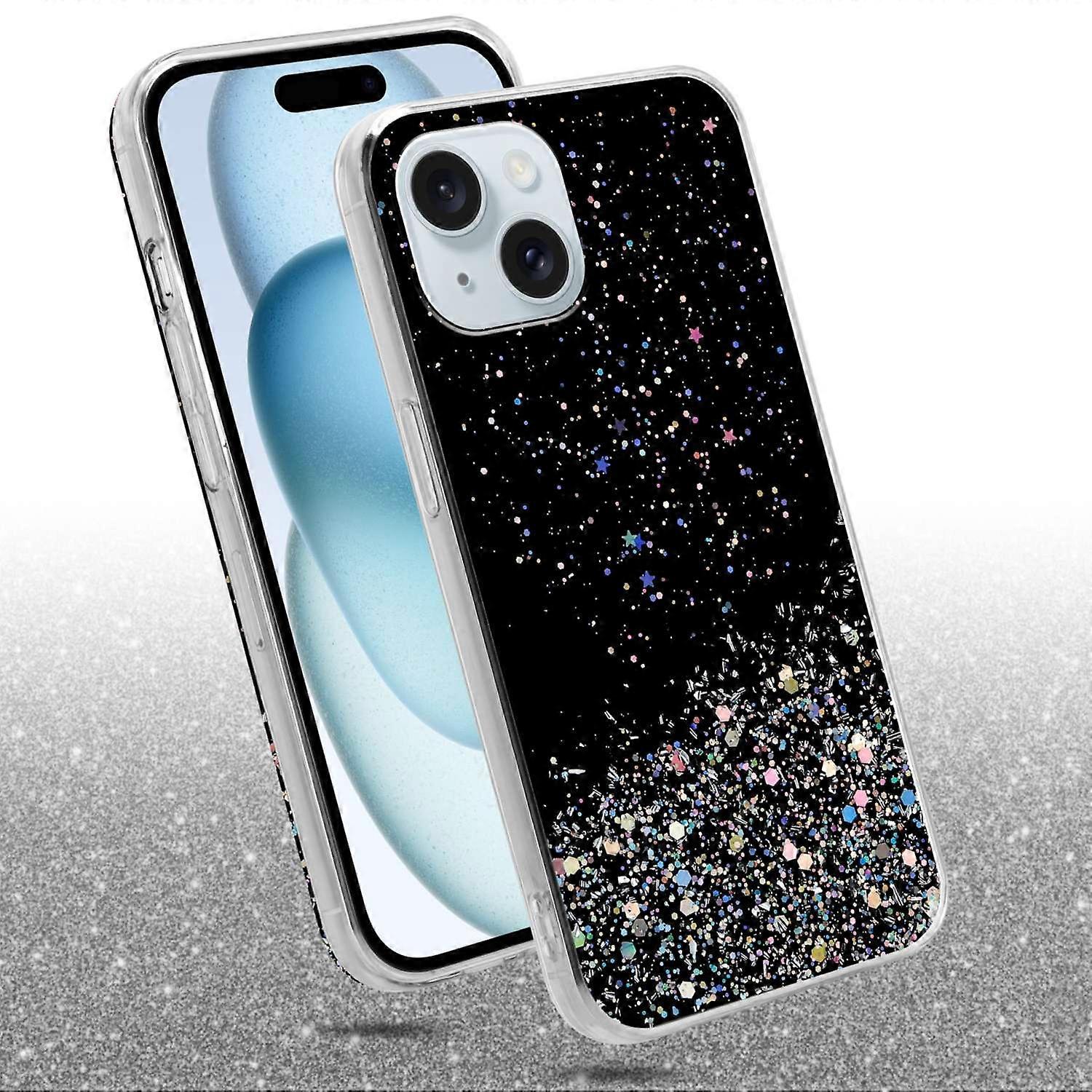 iPhone 15 Protective Case TPU - Transparent with Glitter