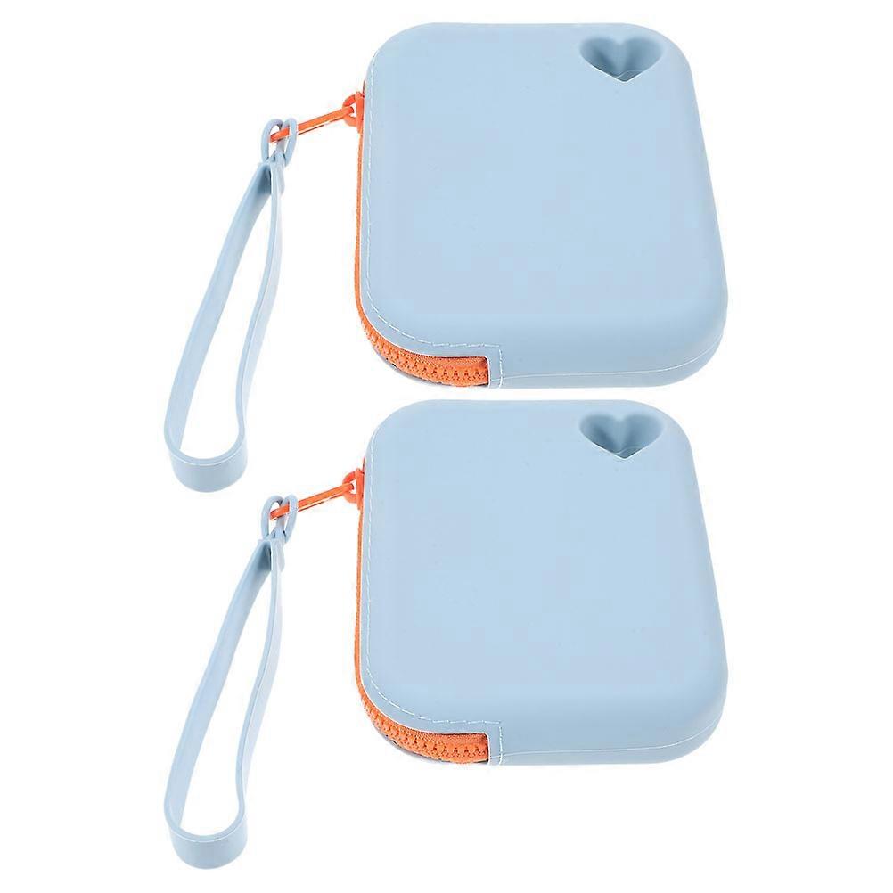 Mini Portable Wallet Silicone Storage Bags for Earbuds Waterproof 2Pcs