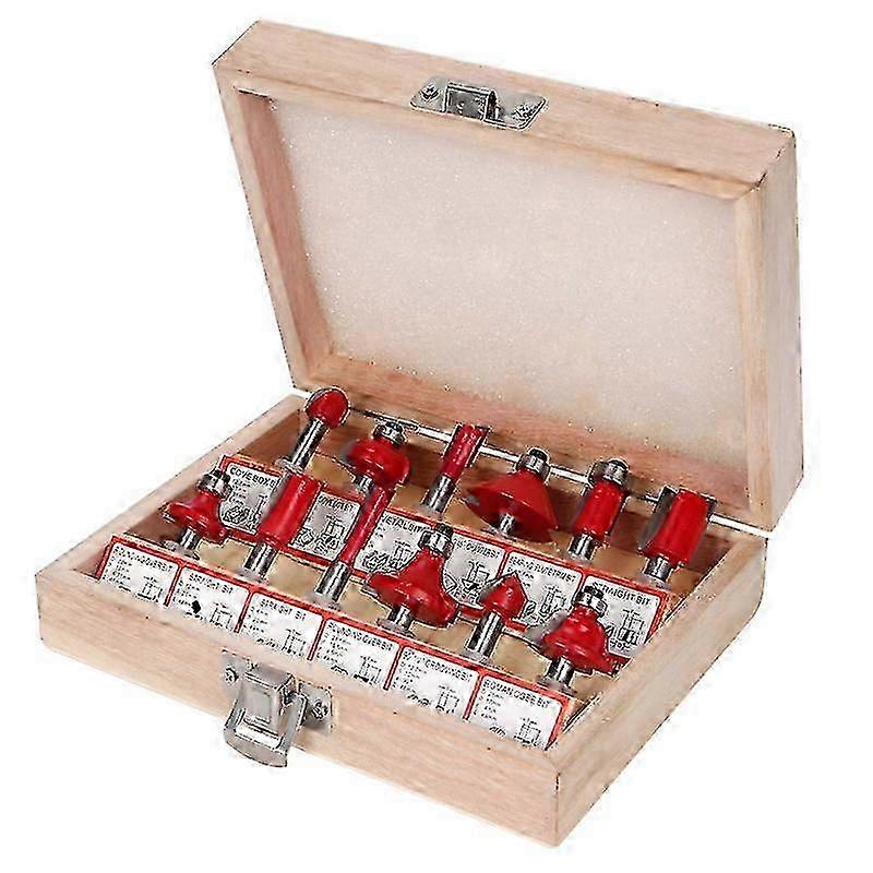 1/4" TCT Router Bit Set 12pce 1/4", Red