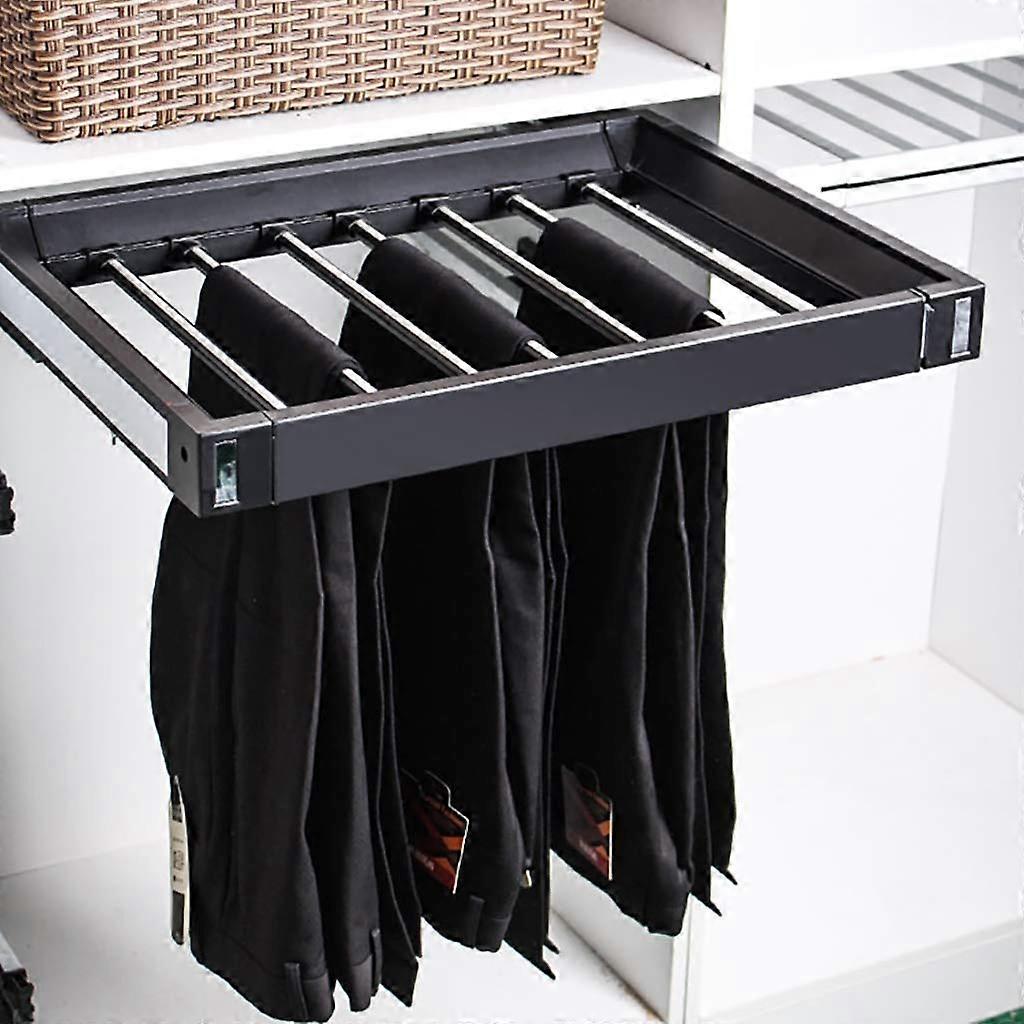 Pull Out Pants Rack Extendable Trousers Organizer with Damped Rail and AntiSlip Rod for Wardrobe