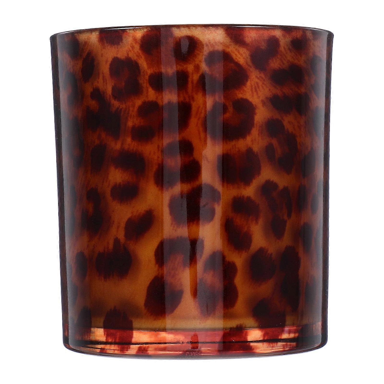 Candle Cup Glass Material Leopard Pattern Wedding Party Date 1Pack