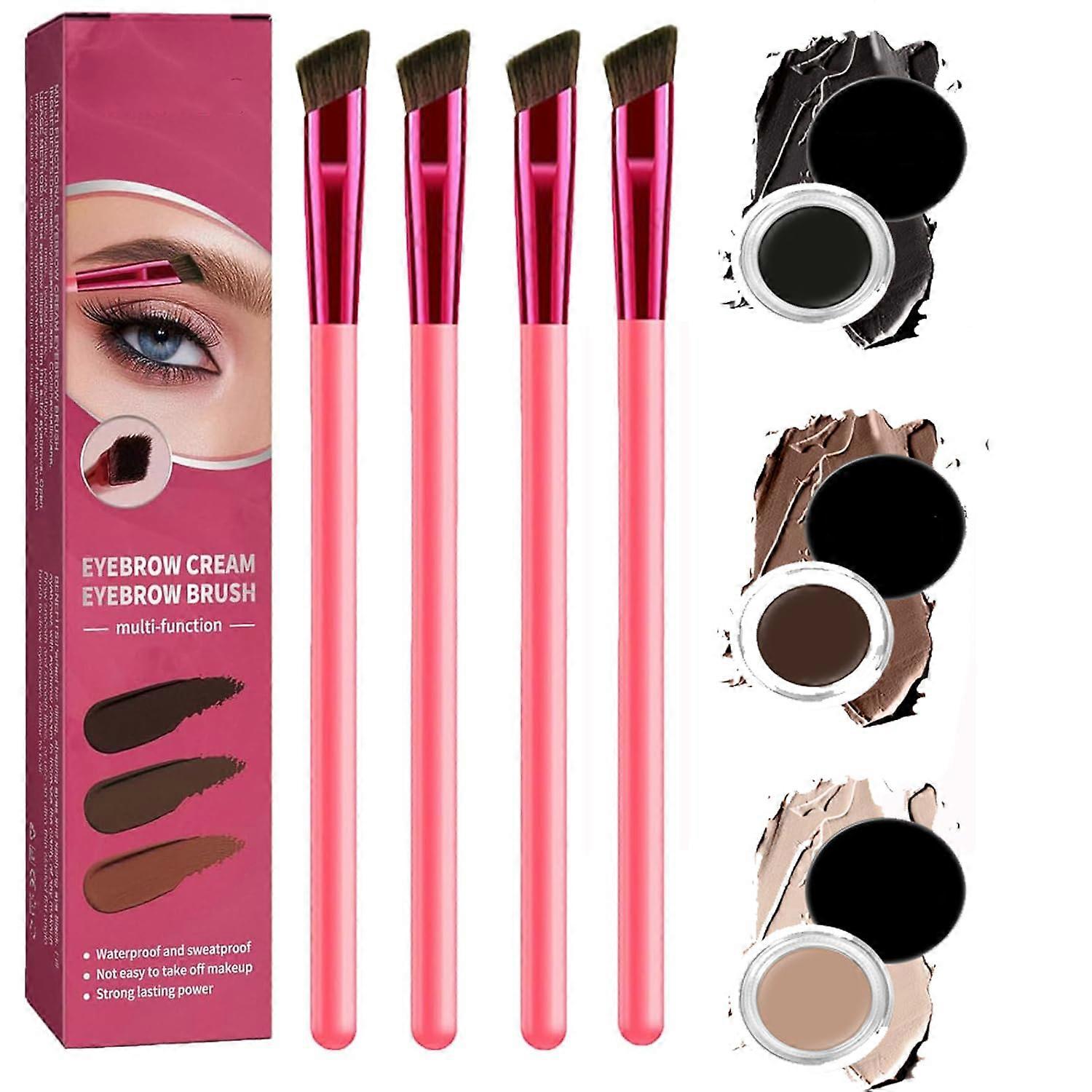 4D Laminated Eyebrow Grooming Kit with Angled Brush for Natural Microblading Effect, 4pcs