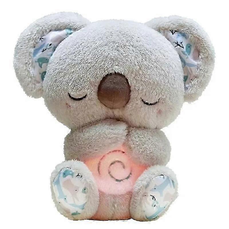 25cm Relief Koala Breathing Stuffed Toy Anxiety Relief Plush Breathing Animal Sleeping Koala Plush Breathing with Musical Lights & Adjustable Rhy