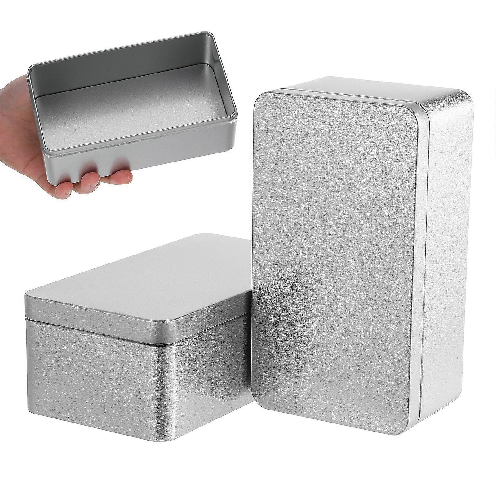 2Pcs Small Tins Tea Leaf Tin Storage Box Empty Tinplate Candy Storage Box with Lid