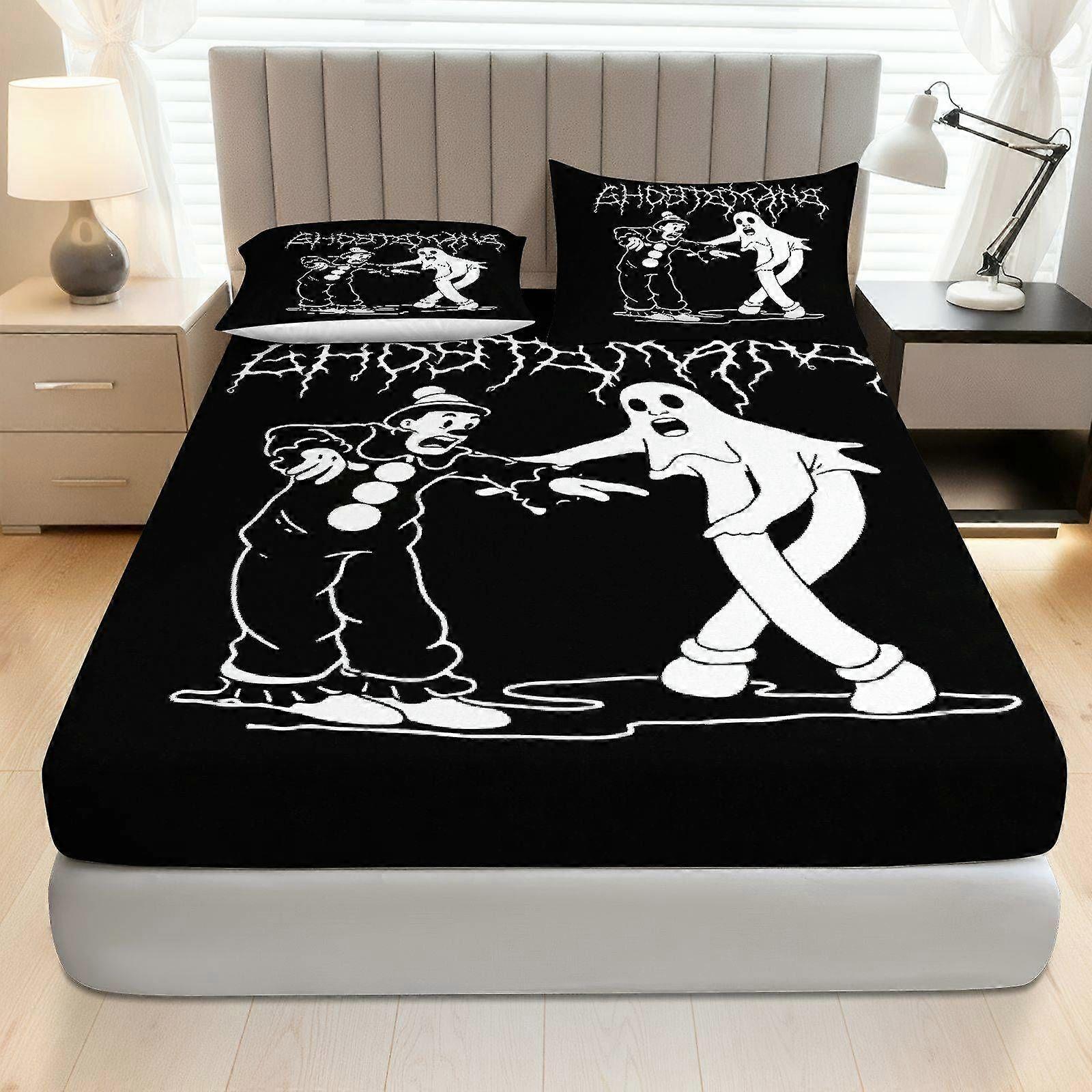 3pcs Halloween Clown Fitted Sheet Three Piece Set