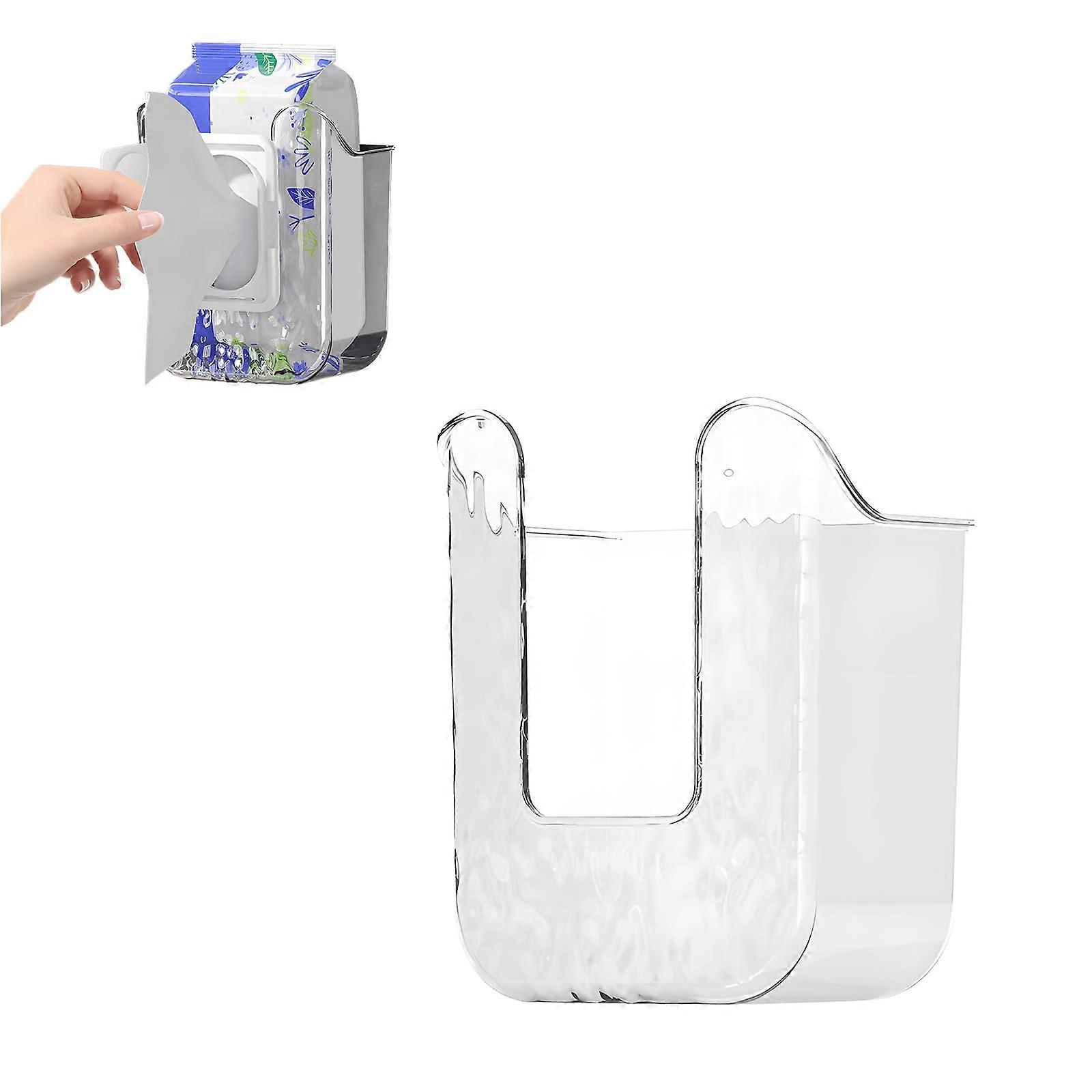 Wall Mounted Tissue Box Acrylic Holder Clear SpaceSaving Dispenser for Bathroom or Kitchen