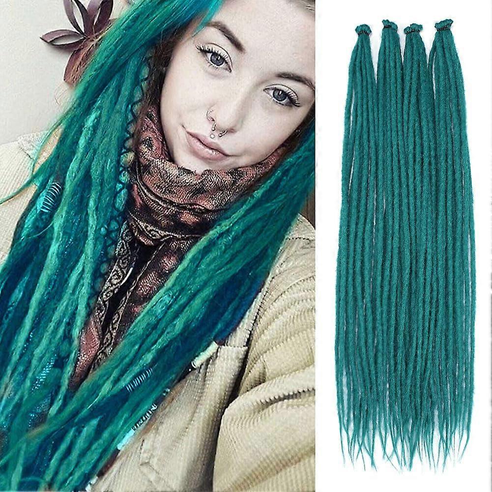 22 Inch Green Synthetic Dreadlock Extensions, Thin 0.6cm Prelooped Crochet Dreads
