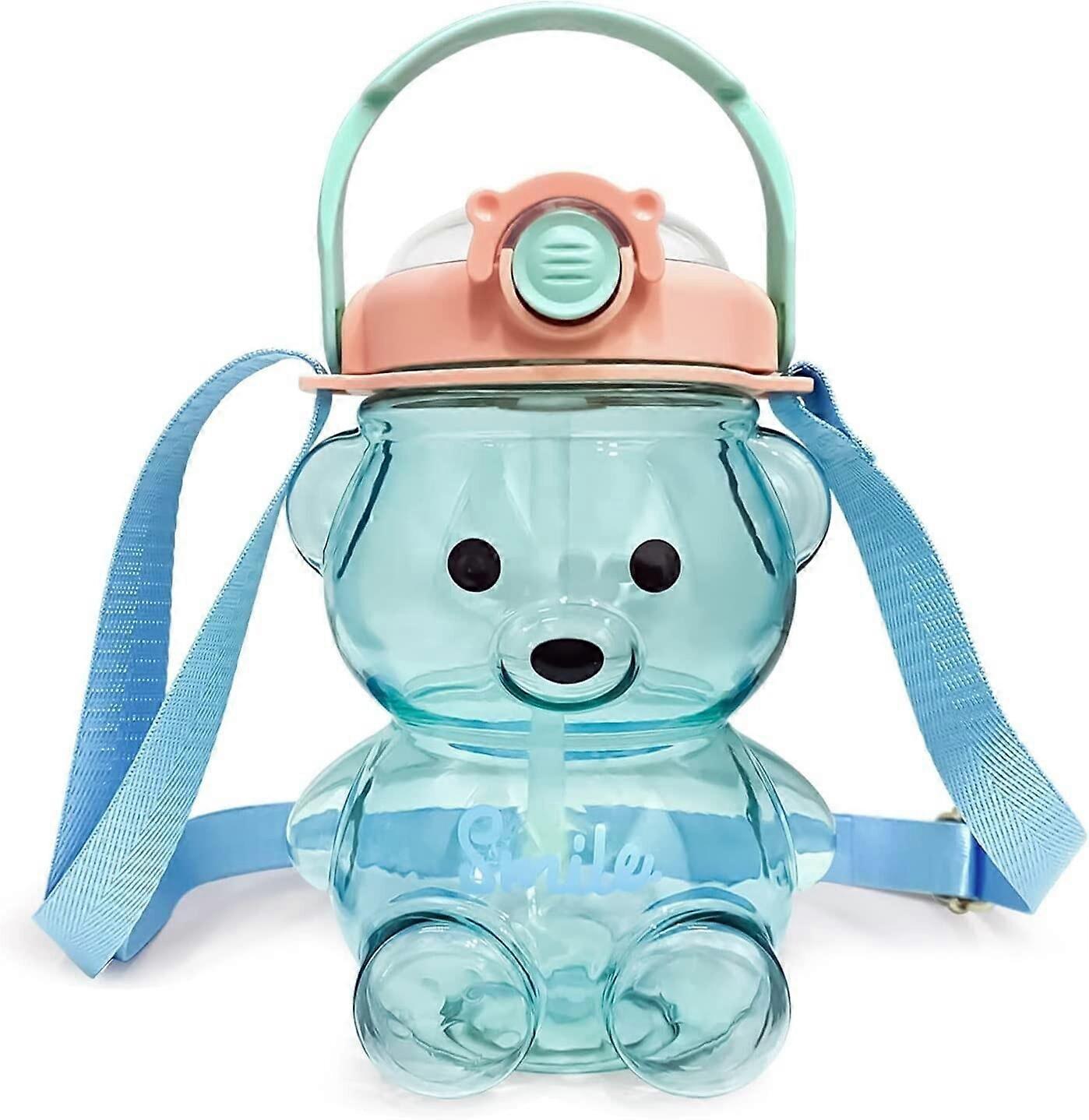 32oz Bear Water Bottle BPA  Leakproof with Straw and Adjustable Shoulder Strap