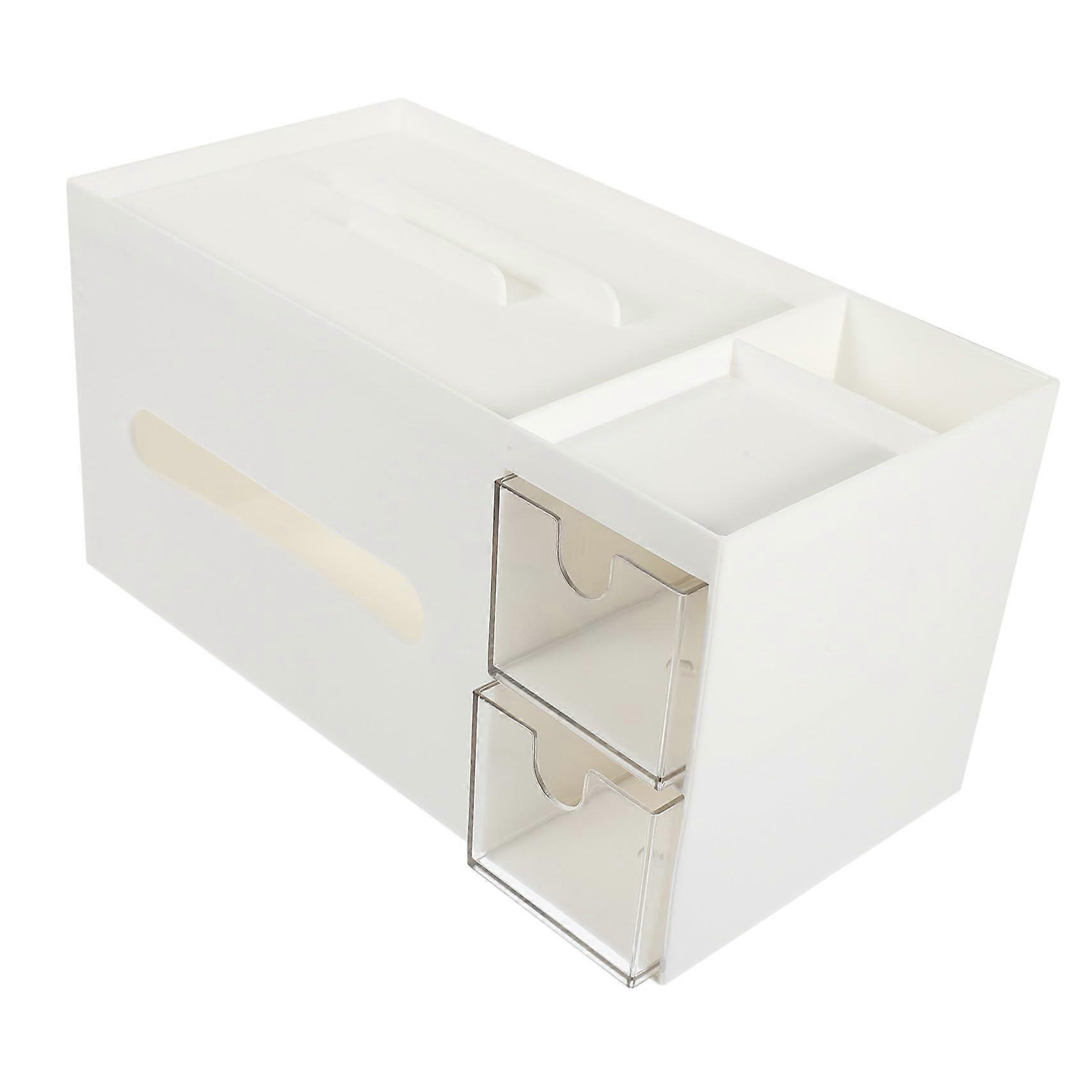 Multi Function Desk Organizer Large Capacity White Desktop Storage Box for Office Supplies and Cosmetics