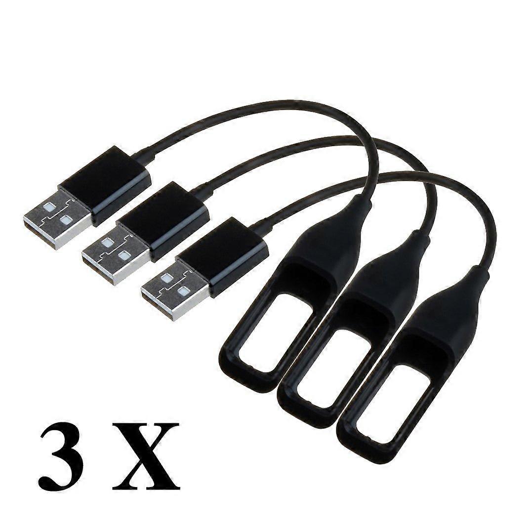 3 Pack Charger Cable USB Replacement 0.59FT Compact Length for Fitbit Flex Wireless Band Black