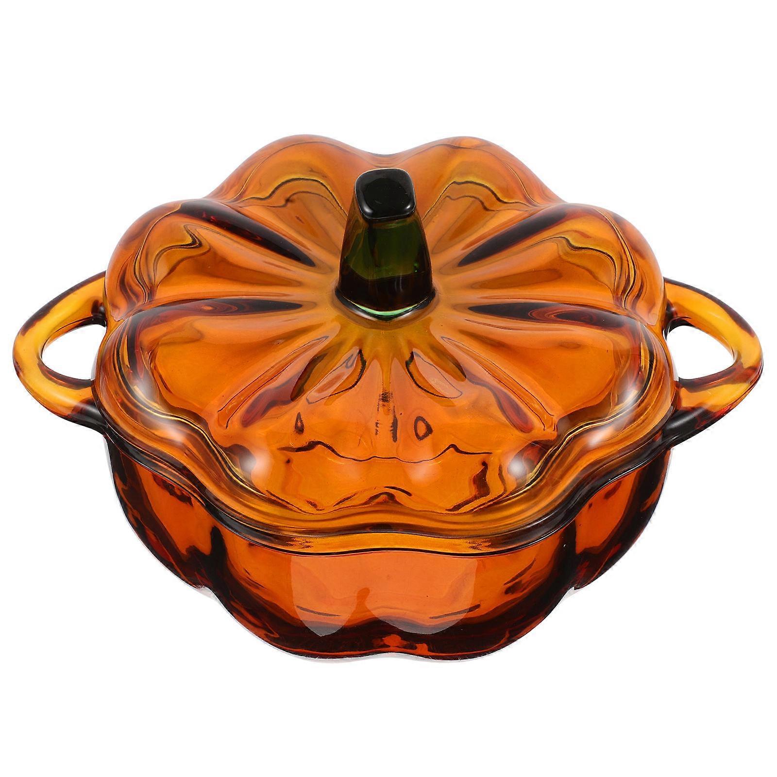 Orange Glass Pumpkin Candy Jar for Storage Use Decorative Snack Storage