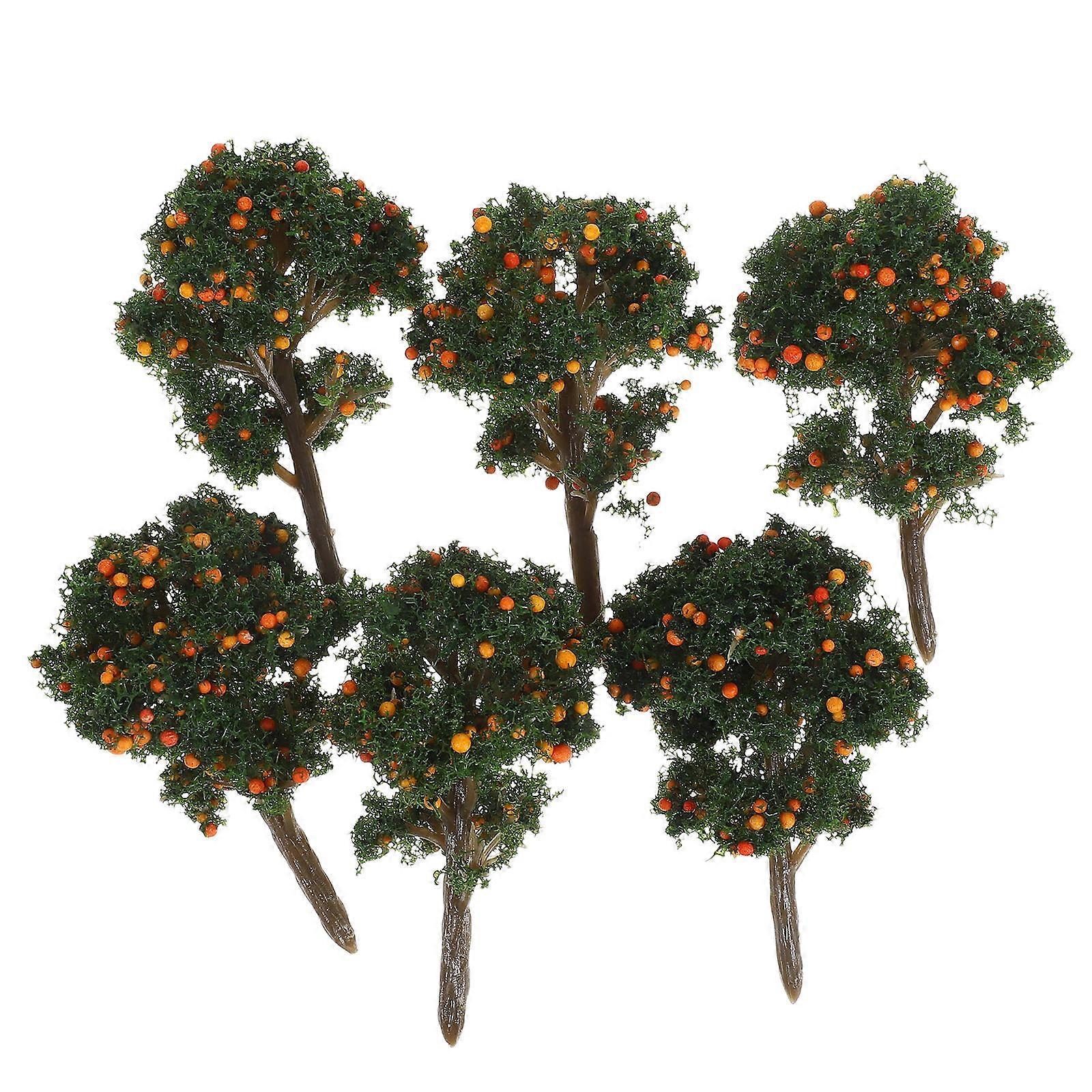 Miniature Artificial Lemon Tree Model for Diorama Decorations 12Pcs Set
