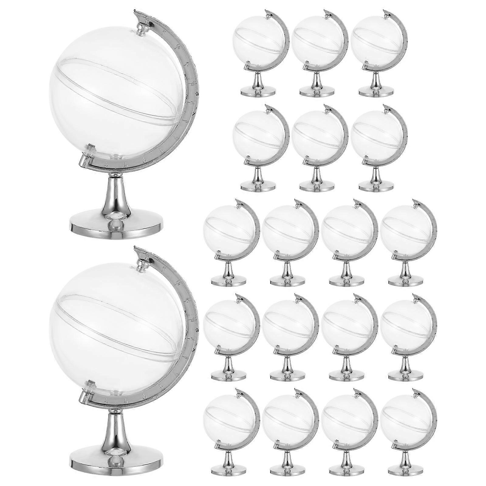 Wedding Candy Box for Storage Use 20Pcs Silver Plastic Globe Shape Containers