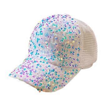 Gorra de béisbol con lentejuelas brillantes, ajustable, de malla, transpirable, con visera moderna para viajes, trabajo y fiestas.