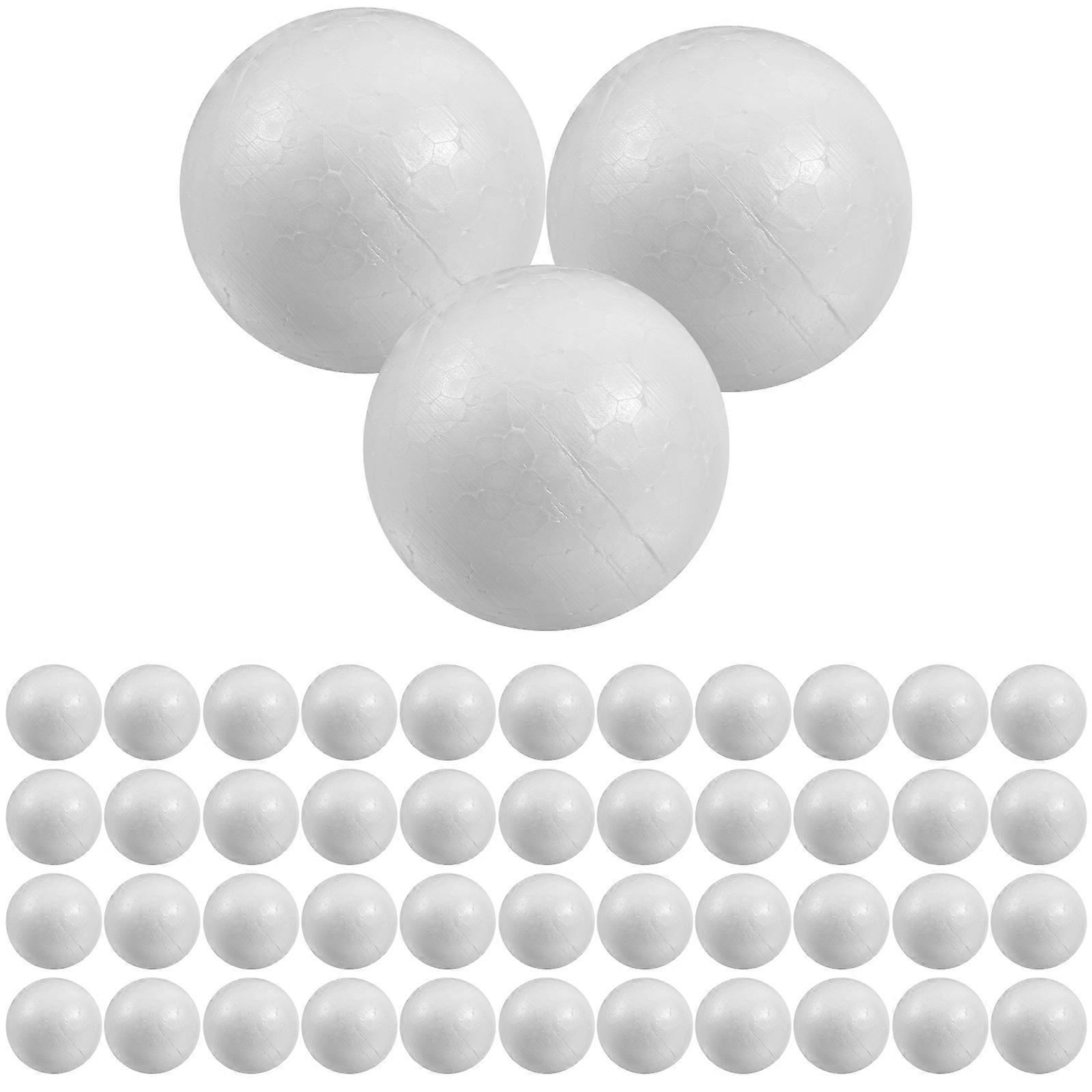 White Polystyrene Balls Solid Round Spheres for Craft Wedding 50Pcs
