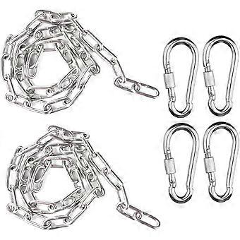 Heavy Duty Swing Chains 1/5" x 40" with 4 Carabiners, 500 LB Capacity Stainless Steel Hanging Swing Set for Hammock Punching Bags Indoor Outdoor Ues