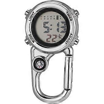 Outdoor Waterproof Hanging Watch With Compass For Mountain Climbing And Climbing Activities In Silver Color 1Pcs