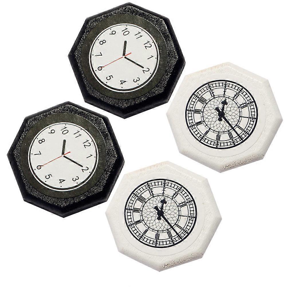 4pcs Doll House Mini Wall Clock Simulation Miniature Clock Accessories Miniatures