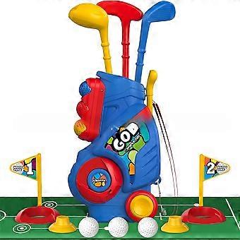 Kids Golf Toy Set with Rolling Golf Cart, 3 Types Plastic Golf Clubs & Colorful Golf Balls, Indoor Outdoor Sport Game Toys for Ages 1-5 Boys Girls, Pe