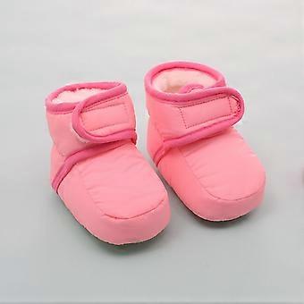 Baby Gutt Jente Vinter Varme Støvler Med Hook and Loop Krybbesko Rosa 0-6 Måneder