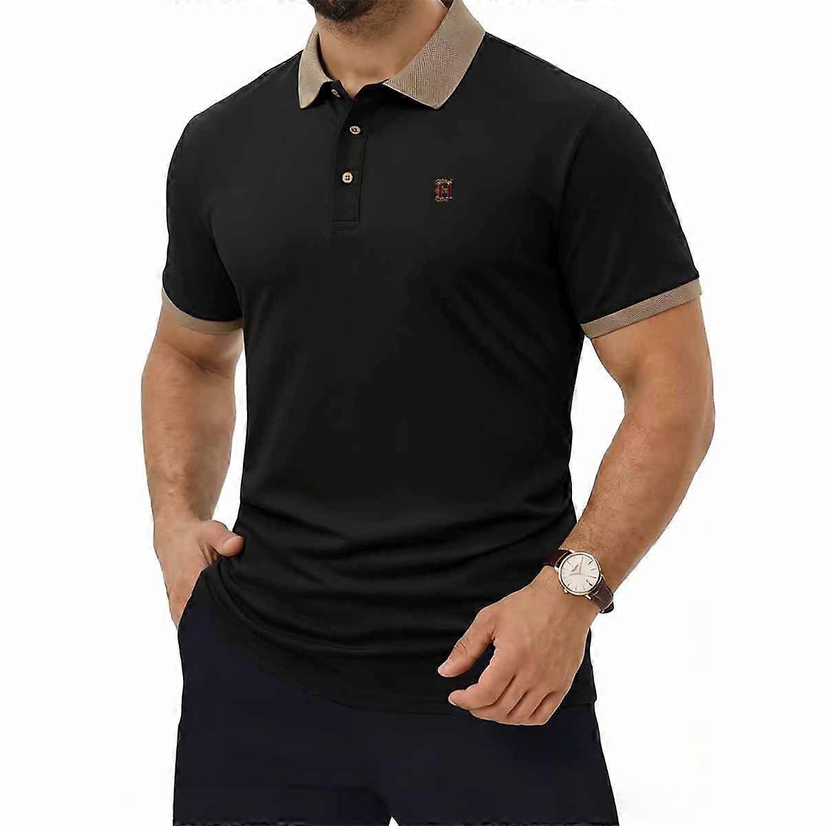 Men's Casual Short Sleeve Polo Contrast Collar