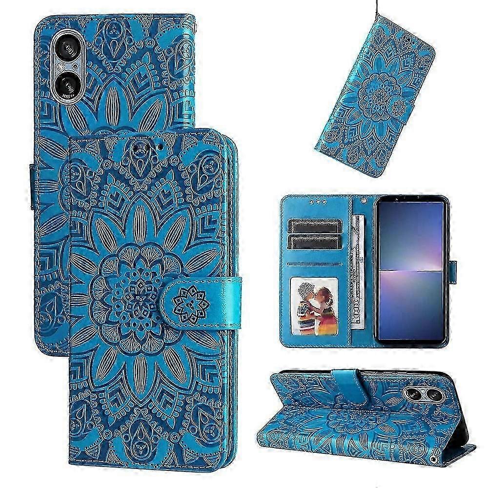 Embossed Sunflower Leather Case For Sony Xperia 5 V